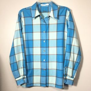 Foxcroft Button Up Blue 10 Petite